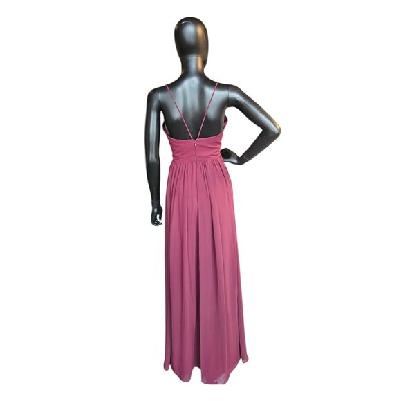 Cranberry Chiffon Spaghetti Strap Bridesmaid/Formal Gown - Bill Levkoff - Picture 5 of 8